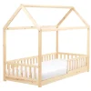 1-Persoons Bedden-Beliani COSSAYE - Kinderbed - Lichtbruin - 90 x 200 cm - Grenenhout