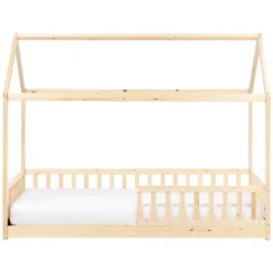 1-Persoons Bedden-Beliani COSSAYE - Kinderbed - Lichtbruin - 90 x 200 cm - Grenenhout