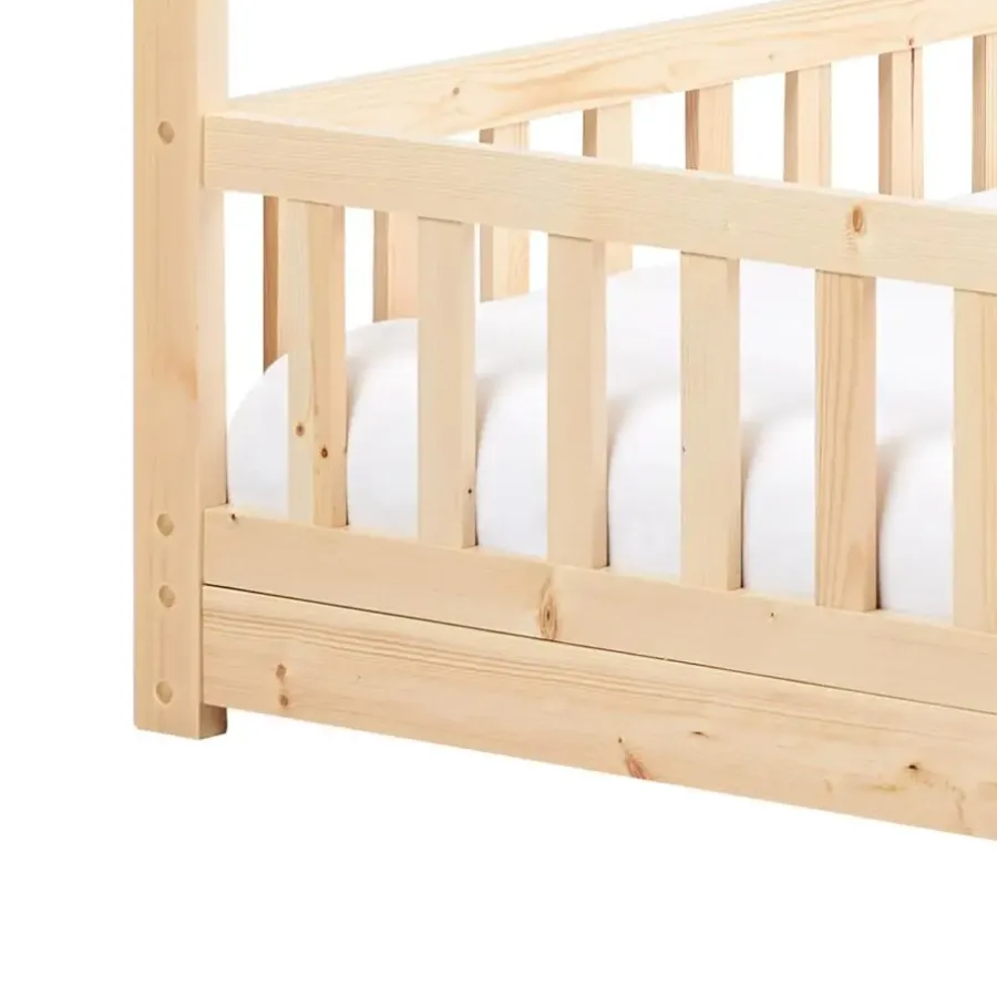 1-Persoons Bedden-Beliani COSSAYE - Kinderbed - Lichtbruin - 90 x 200 cm - Grenenhout