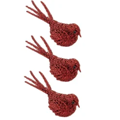 Cosy & Trendy Cosy @ Home Kersthangers - vogel - rood - 3 stuks - 16 cm