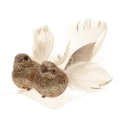 Kerstdecoratie-Cosy & Trendy Cosy @ Home Kersthangers - vogel - champagne - 2 stuks - 11 cm