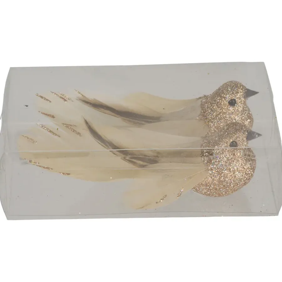 Kerstdecoratie-Cosy & Trendy Cosy @ Home Kersthangers - vogel - champagne - 2 stuks - 11 cm