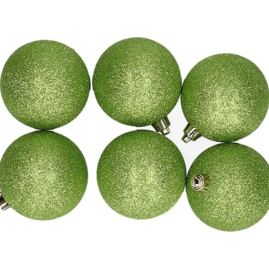 Kerstballen|Kerstdecoratie-Cosy & Trendy Kerstballen - 6x st - appel groen - glitters - 8 cm