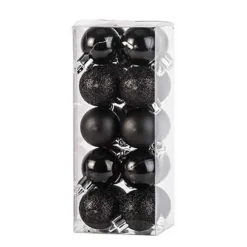 Kerstdecoratie-Cosy & Trendy Kerstballen mini - 20x - zwart - D3 cm - kunststof