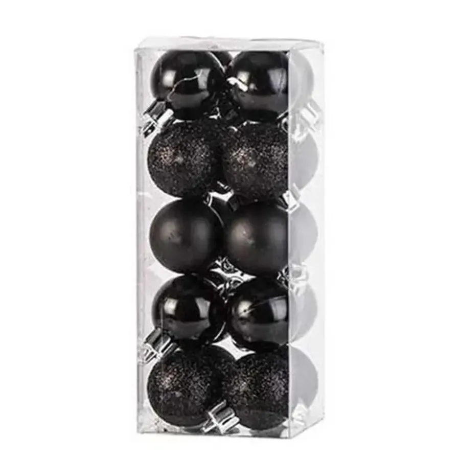 Kerstdecoratie-Cosy & Trendy Kerstballen mini - 20x - zwart - D3 cm - kunststof