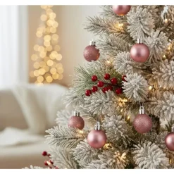 Kerstdecoratie-Cosy & Trendy Kerstballen - 17 stuks - kunststof - roze - 3 cm