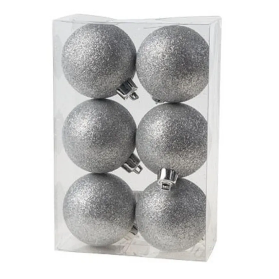 Kerstballen-Cosy & Trendy Kerstballen - 6x st - zilver - glitters - 6 cm