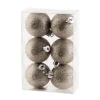 Kerstdecoratie-Cosy & Trendy Kerstballen - 6x st - champagne - glitters - 6 cm