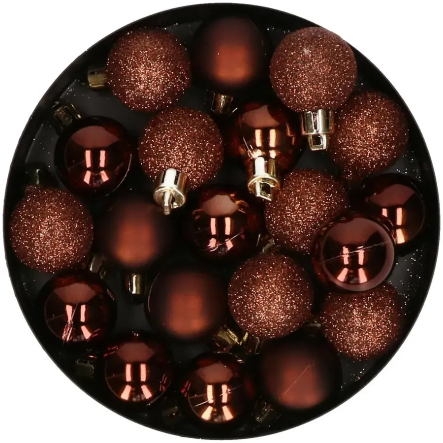 Cosy & Trendy Cosy at Home kerstballen - kunststof - 20x - 3 cm - donkerbruin