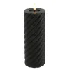Kaarsen-Countryfield LED kaars - zwart - D7,5 x H20 cm - timer - twirl