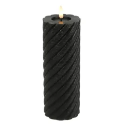 Kaarsen-Countryfield LED kaars - zwart - D7,5 x H20 cm - timer - twirl