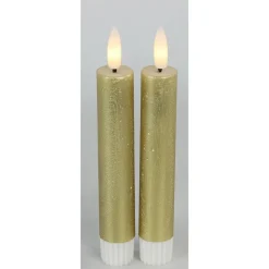 Kaarsen-Countryfield Led kaarsen/dinerkaarsen - 2x stuks - goud - 15 cm