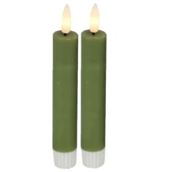 Kaarsen-Countryfield Led kaarsen/dinerkaarsen - 2x stuks - groen - 15 cm