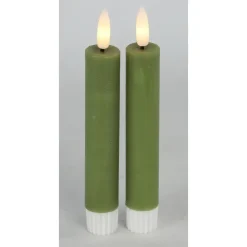 Kaarsen-Countryfield Led kaarsen/dinerkaarsen - 2x stuks - groen - 15 cm