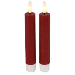 Countryfield Led kaarsen/dinerkaarsen - 2x - rood - 15 cm