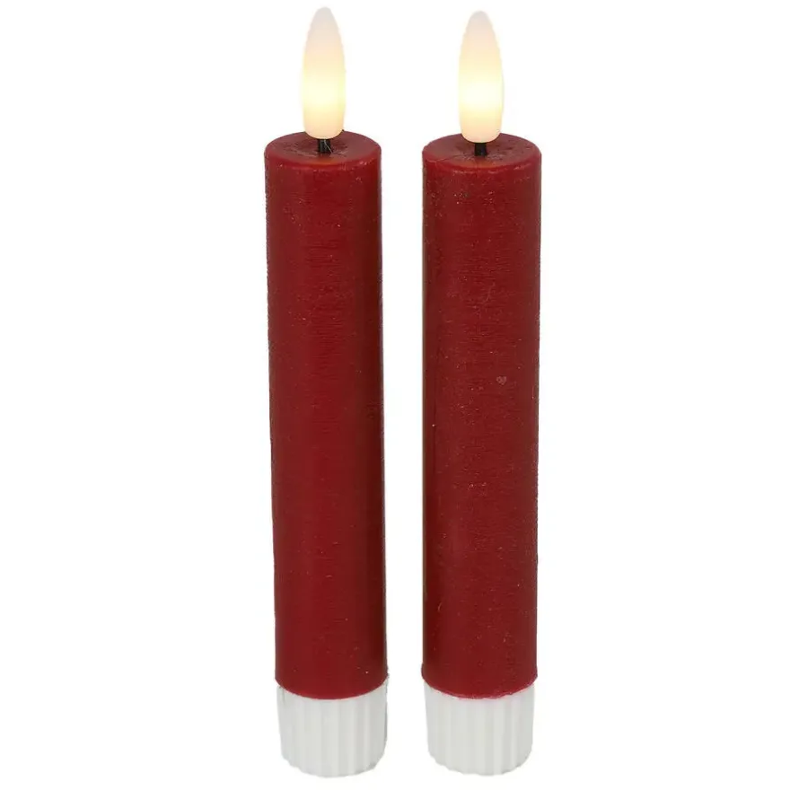 Countryfield Led kaarsen/dinerkaarsen - 2x - rood - 15 cm