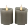 Countryfield LED kaarsen/stompkaarsen - 2x st - grijs - H7,2 cm