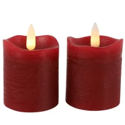 Kaarsen-Countryfield LED kaarsen/stompkaarsen - 2x st - rood - H7,2 cm