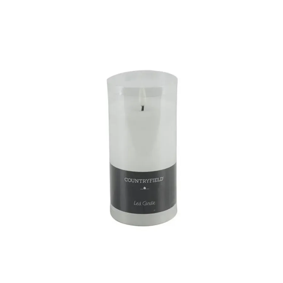 Countryfield LED kaars/stompkaars - wit - D7,5 x H12,5 cm - timer