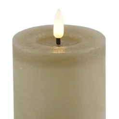 Kaarsen-Countryfield LED kaars/stompkaars - beige - D7,5 x H8 cm - timer