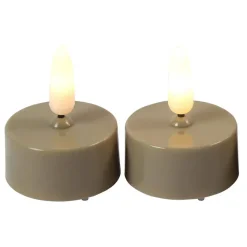 Kaarsen-Countryfield LED waxinelichtjes - 2x stuks - beige - warm wit
