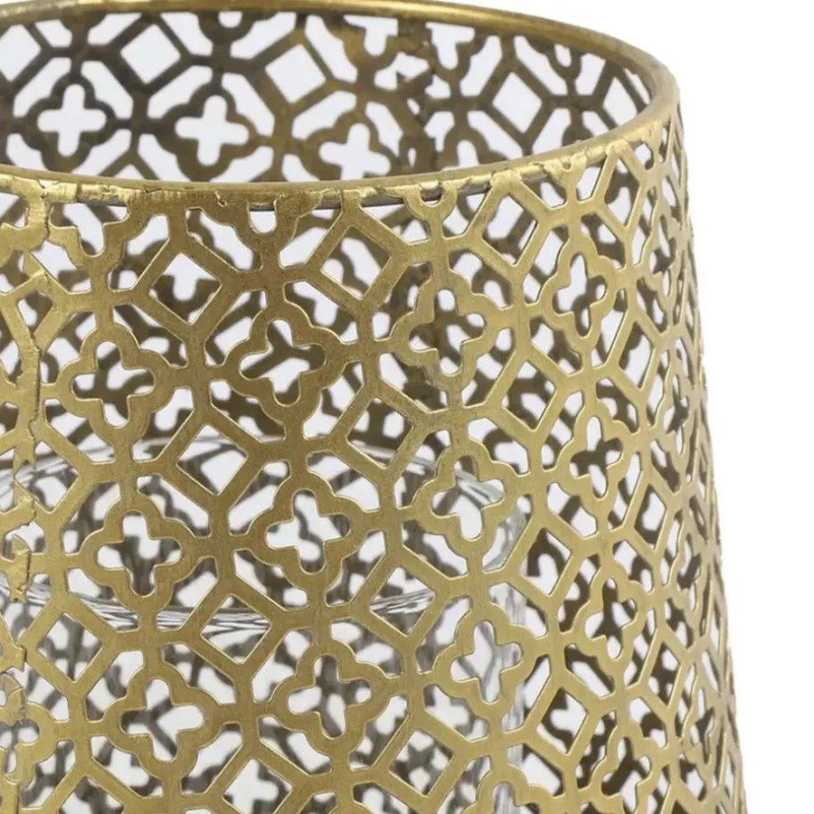 Kandelaars En Windlichten-Countryfield Luxe theelichthouder - metaal - goud - D14 x H15 cm
