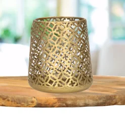 Kandelaars En Windlichten-Countryfield Luxe theelichthouder - metaal - goud - D14 x H15 cm