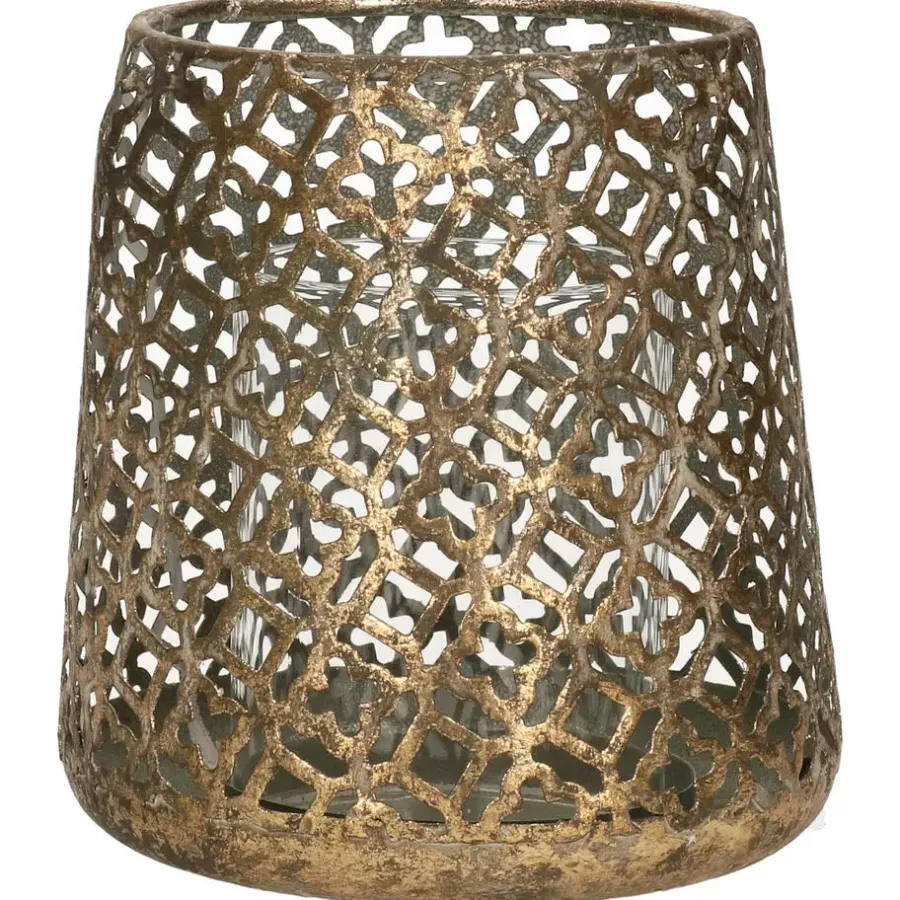 Kandelaars En Windlichten-Countryfield Luxe theelichthouder - metaal - brons - D12 x H13 cm
