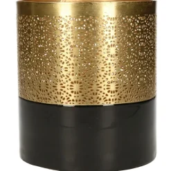 Countryfield Luxe theelichthouder - metaal - goud - D10 x H12.5 cm