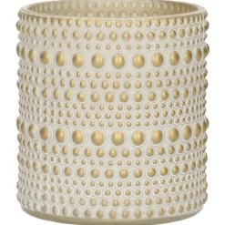 Kandelaars En Windlichten-Countryfield theelichthouder/kaarsenhouder - creme/goud - H8 cm