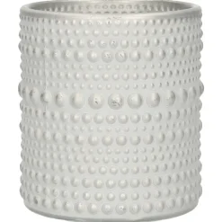 Kandelaars En Windlichten-Countryfield theelichthouder/kaarsenhouder - wit/zilver - H10 cm