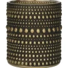 Kandelaars En Windlichten-Countryfield theelichthouder/kaarsenhouder - zwart/goud - H8 cm