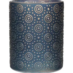 Kandelaars En Windlichten-Countryfield theelichthouder/kaarsenhouder - blauw/goud - H10 cm
