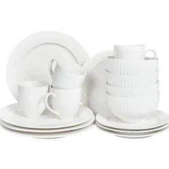 Leen Bakker COWSLIP - Servies set van 16 - Wit - Porselein