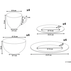 Leen Bakker COWSLIP - Servies set van 16 - Wit - Porselein
