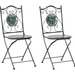 Bistro- & Balkonsets-Beliani COZZANA - Tuinstoel set van 2 - Zwart - Metaal