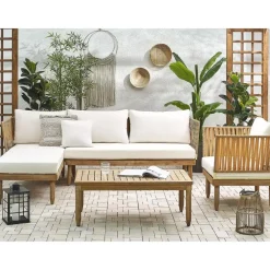 Beliani CREMONA - Loungeset voor 4 - Lichte houtkleur - Acaciahout