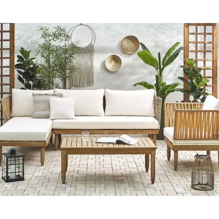 Beliani CREMONA - Loungeset voor 4 - Lichte houtkleur - Acaciahout
