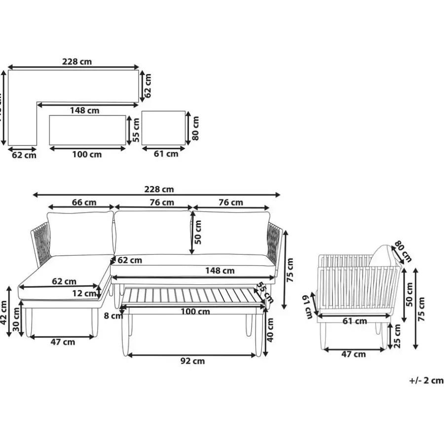 Beliani CREMONA - Loungeset voor 4 - Lichte houtkleur - Acaciahout
