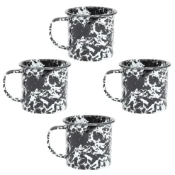 Merkloos Crow Canyon Home Mokkenset Splatter - 4 Stuks - Zwart