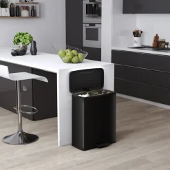 Curver Decobin Duo Prullenbak - 26L+26L - Rechthoekig - Zwart