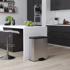 Prullenbakken-Curver Decobin Prullenbak - 65L - Rechthoekig - Zilver metallic