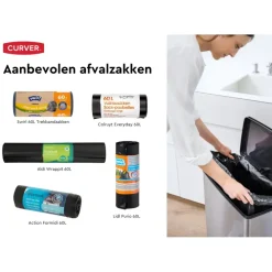 Prullenbakken-Curver Decobin Prullenbak - 65L - Rechthoekig - Zilver metallic