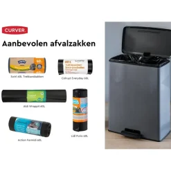 Prullenbakken-Curver Decobin Prullenbak - 65L - Rechthoekig - Zilver metallic