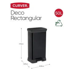 Prullenbakken-Curver Decobin Prullenbak- 50L - 39x29x72 cm - Zwart