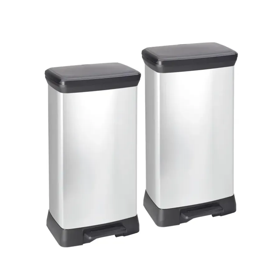 Prullenbakken-Curver Decobin Prullenbak - 50L - 2 stuks - Metallic