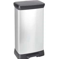 Prullenbakken-Curver Decobin Prullenbak- 50L - 39x29x72 cm - Zilver Metallic