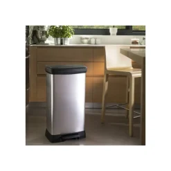 Prullenbakken-Curver Decobin Prullenbak- 50L - 39x29x72 cm - Zilver Metallic
