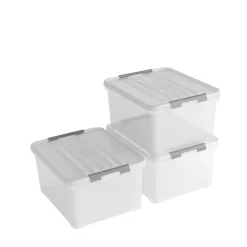 Opbergboxen-Curver Handy+ Opbergbox - 35L - 3 stuks - Transparant met deksel