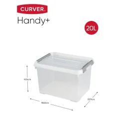 Opbergboxen-Curver Handy+ Opbergbox - 20L - 3 stuks - Transparant met deksel